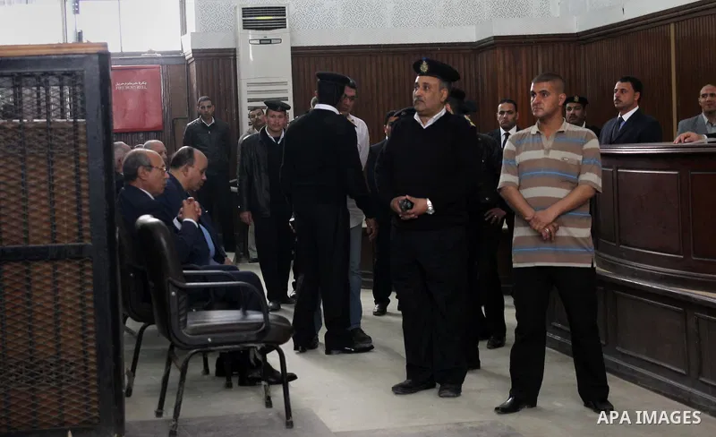 Egyptian former interior minister Habib al-Adly attends his trial on the charges of corruption, in Cairo, Egypt on March 13, 2016. Habib al-Adly served as interior minister of Egypt from 1997 to 2011, he was the longest...