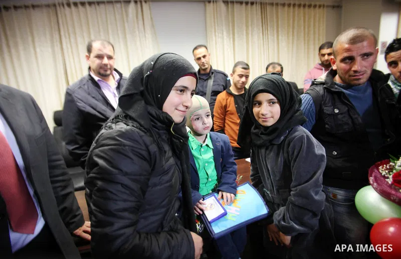 Five-year-old Ahmed Dawabsha, a Palestinian boy who survived a firebombing by Jewish extremists targeting his family home that killed his parents and brother, is seen before his meeting with the governor of the northern...