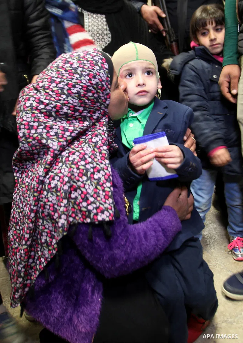 Five-year-old Ahmed Dawabsha, a Palestinian boy who survived a firebombing by Jewish extremists targeting his family home that killed his parents and brother, is seen before his meeting with the governor of the northern...