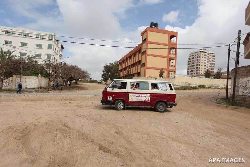 Salwa Sorour drives her mini-van in Gaza City on March 16, 2016. 40-year-old Salwa Sorour is the only woman who drives a kindergarten mini-van to transport children in the Gaza Strip. The Palestinian Central Bureau of St...