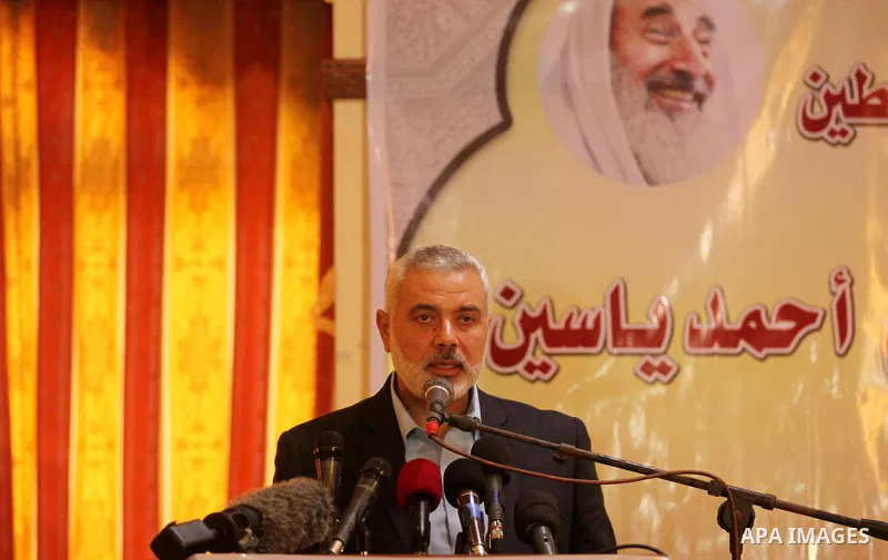 Senior Hamas leader Ismail Haniya attends a ceremony Book sinning for Hamas founder the martyr, Ahmed Yaseen in 12th anniversary for his assassination in Gaza City on March 22, 2016. Photo by Ashraf Amra