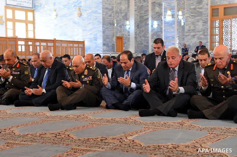 Egyptian President Abdel Fattah al-Sisi attends Friday Prayer at al-Salam mosque in Sharm el-Sheikh, Egypt, on March 25, 2016. Photo by Egyptian President Office