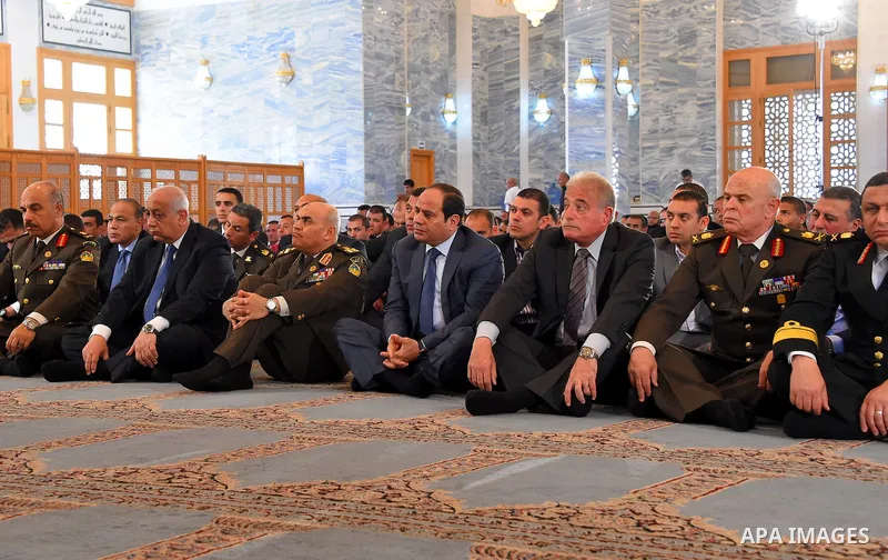 Egyptian President Abdel Fattah al-Sisi attends Friday Prayer at al-Salam mosque in Sharm el-Sheikh, Egypt, on March 25, 2016. Photo by Egyptian President Office