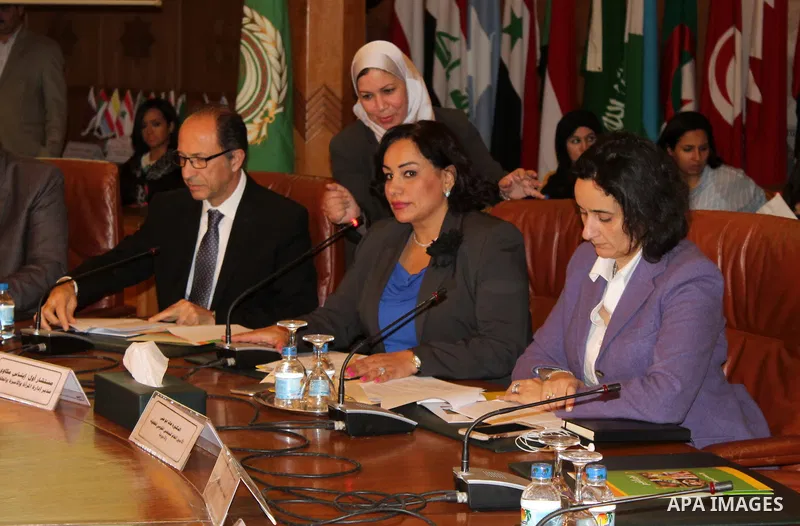 Representatives of the member states of the League of Arab States attend the meeting to mark the Arabian's day of orphan at the Arab League headquarters, in Cairo, Egypt on March 29, 2016. Photo by Stranger