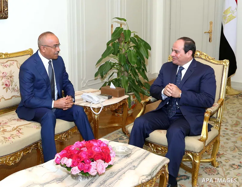 Egyptian President Abdel Fattah al-sisi meets with Algerian Interior Minister, Noureddine Badawi in Cairo, Egypt on March 31, 2016. Photo by Egyptian President Office