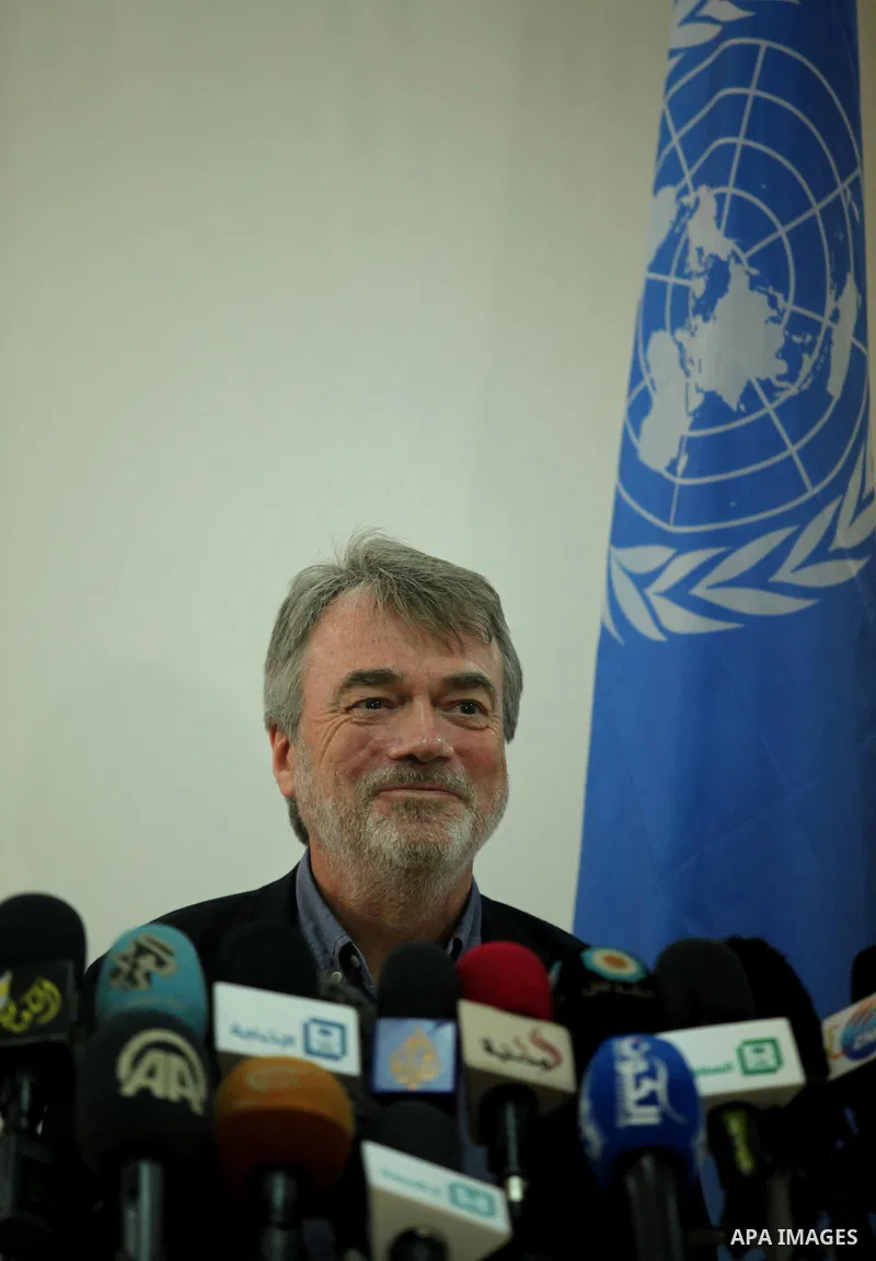 Director of UNRWA operations in Gaza Bo Shack, speaks during a press conference, in Gaza city, on April 3, 2016. Photo by Ashraf Amra