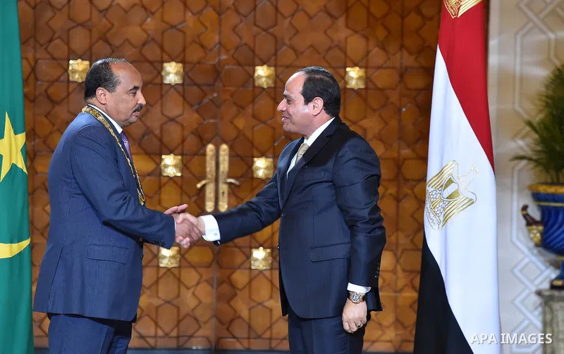 Egyptian President Abdel Fattah al-Sisi meets with Mauritania President Mohamed Ould Abdel Aziz in Cairo, Egypt, on April 03, 2016. Photo by Egyptian President Office