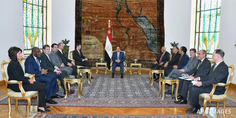 Egyptian President Abdel Fattah al-Sisi meets with speaker of the US House of Representatives Paul Ryan in Cairo, Egypt, on April 07, 2016. Photo by Egyptian President Office