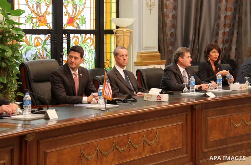 Members from the US Congress visit Egyptian parliament in Cairo, Egypt, on April 07, 2016. Photo by Stranger