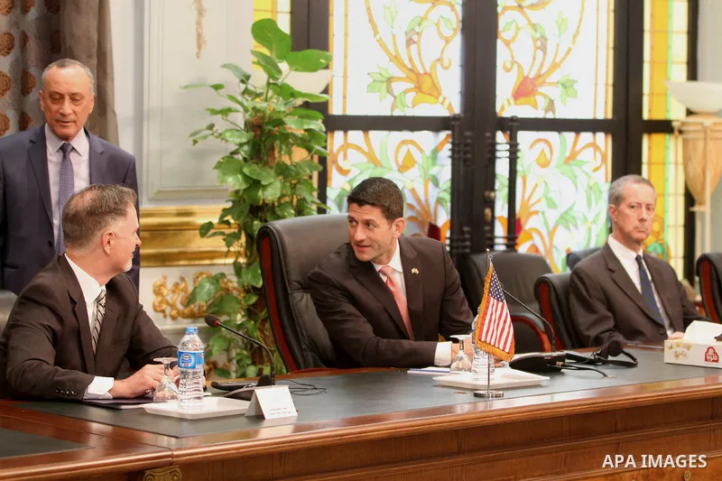 Members from the US Congress visit Egyptian parliament in Cairo, Egypt, on April 07, 2016. Photo by Stranger