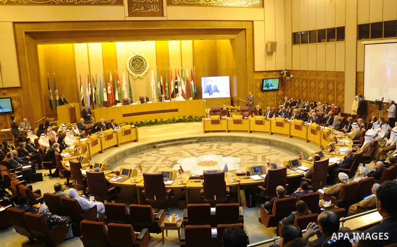Heads of parliament for Arab countries attend a meeting at the Arab League's headquarters in the Egyptian capital, Cairo, on April 10, 2016. Photo by Stranger
