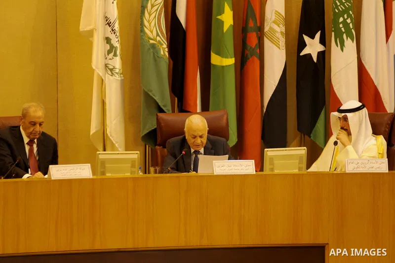 Heads of parliament for Arab countries attend a meeting at the Arab League's headquarters in the Egyptian capital, Cairo, on April 10, 2016. Photo by Stranger