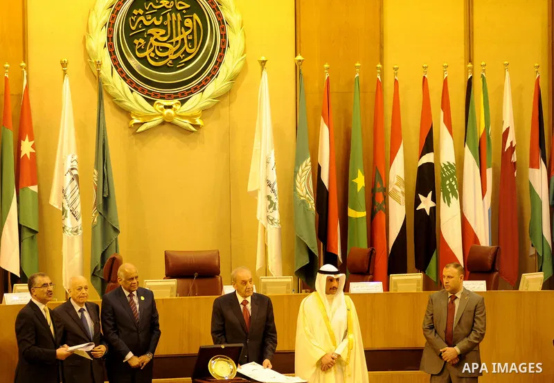 Heads of parliament for Arab countries attend a meeting at the Arab League's headquarters in the Egyptian capital, Cairo, on April 10, 2016. Photo by Stranger