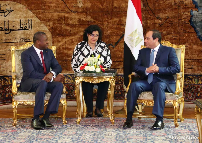 Egyptian President Abdel Fattah al-Sisi meets with President of Togo, Faure Gnassingbe in capital Cairo on April 10, 2016. Photo by Egyptian President Office