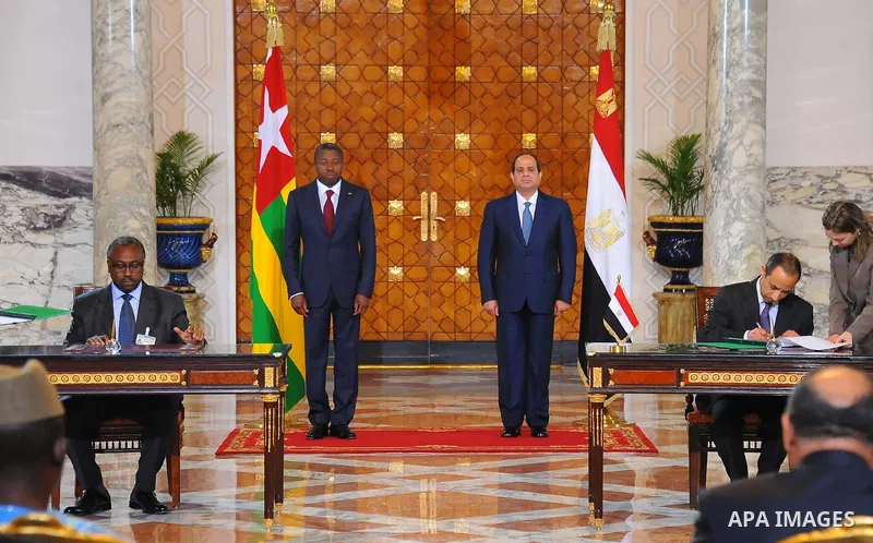 Egyptian President Abdel Fattah al-Sisi takes part a joint press conference with President of Togo, Faure Gnassingbe in capital Cairo on April 10, 2016. Photo by Egyptian President Office