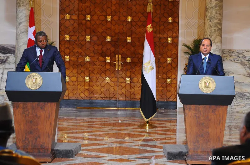 Egyptian President Abdel Fattah al-Sisi takes part a joint press conference with President of Togo, Faure Gnassingbe in capital Cairo on April 10, 2016. Photo by Egyptian President Office