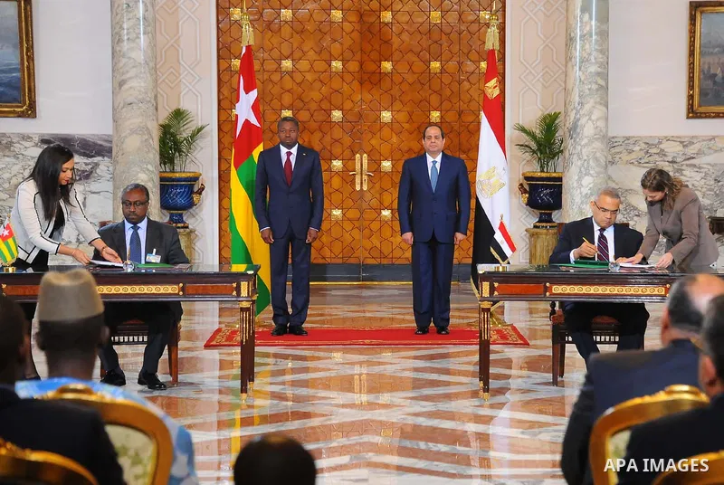 Egyptian President Abdel Fattah al-Sisi takes part a joint press conference with President of Togo, Faure Gnassingbe in capital Cairo on April 10, 2016. Photo by Egyptian President Office