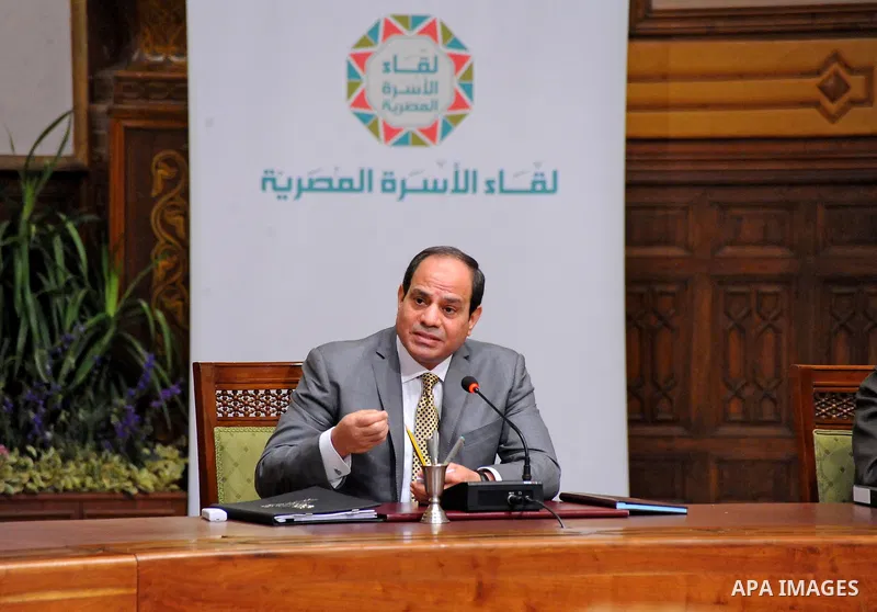 Egyptian President Abdel Fattah al-Sisi speaks during a meeting with representatives of Egyptian society in Cairo, Egypt, on April 13, 2016. Photo by Egyptian President Office