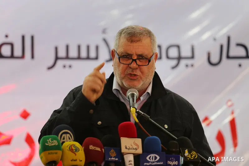 Islamic Jihad leader Khaled al-Batsh speaks during a rally marking Palestinian Prisoners' Day in Gaza City April 14, 2016. Photo by Mohammed Asad