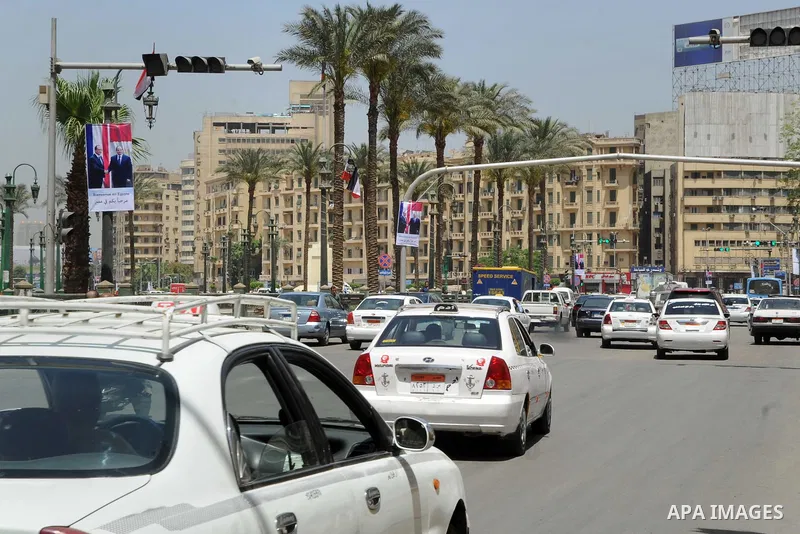 A picture shows a banner welcoming French President Francois Hollande to the country, Cairo, Egypt, April 17, 2016. Photo by Amr Sayed