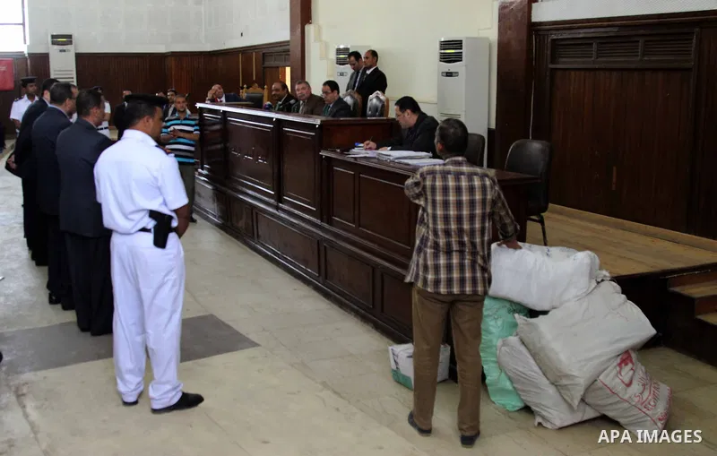 Egyptian judges attend the trial of Egyptian former interior minister Habib al-Adly on the charges of corruption, in Cairo, Egypt on April 19, 2016. Habib al-Adly served as interior minister of Egypt from 1997 to 2011, h...