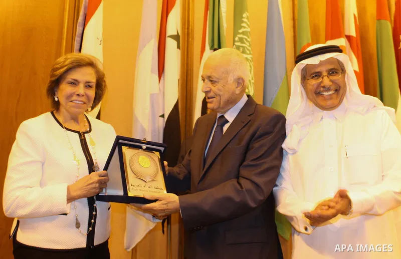 Heads of joint Arab action organizations honour Secretary-General of the Arab League, Nabil Elaraby at the League's headquarters in Cairo, Egypt, on April 20, 2016. Photo by Stranger