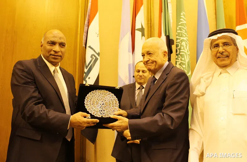 Heads of joint Arab action organizations honour Secretary-General of the Arab League, Nabil Elaraby at the League's headquarters in Cairo, Egypt, on April 20, 2016. Photo by Stranger
