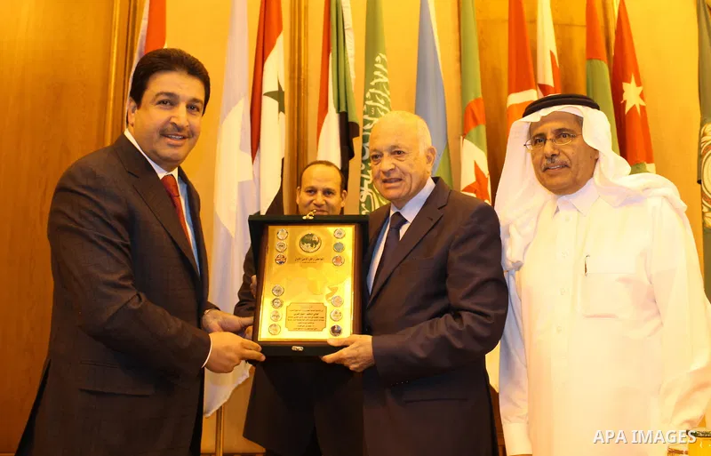 Heads of joint Arab action organizations honour Secretary-General of the Arab League, Nabil Elaraby at the League's headquarters in Cairo, Egypt, on April 20, 2016. Photo by Stranger