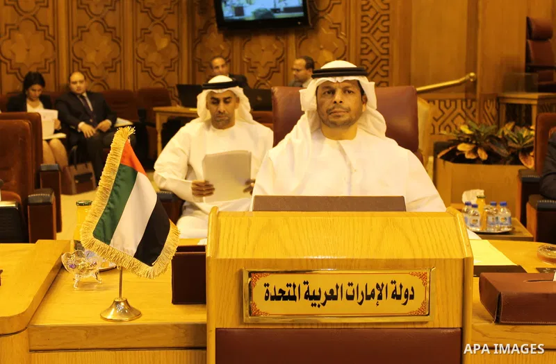 Permanent delegates of Arab countries in League of Arab States attend a meeting at the Arab League headquarters to discuss the Israeli Prime Minister's remarks Benjamin Netanyahu about Golan Heights in Cairo, Egypt, on A...