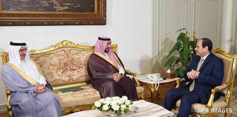 Egyptian President Abdel Fattah al-Sisi meets with Prince Turki bin Abdullah Al Saud in Cairo, Egypt, on April 21, 2016. Photo by Egyptian President Office
