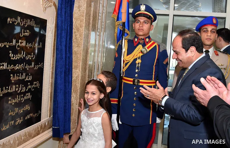 Egyptian President Abdel Fattah al-Sisi attends the opening of new Interior Ministry's headquarters in Cairo, Egypt, on April 27, 2016. Photo by Egyptian President Office