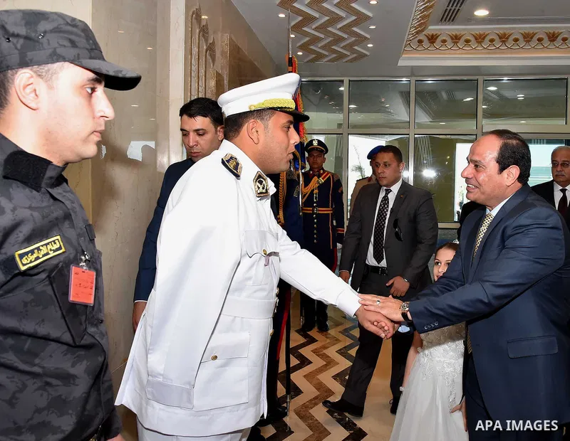 Egyptian President Abdel Fattah al-Sisi attends the opening of new Interior Ministry's headquarters in Cairo, Egypt, on April 27, 2016. Photo by Egyptian President Office