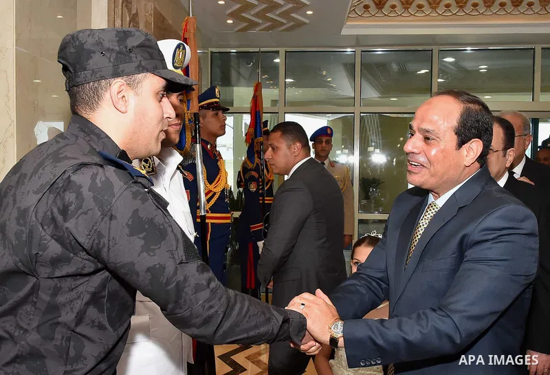 Egyptian President Abdel Fattah al-Sisi attends the opening of new Interior Ministry's headquarters in Cairo, Egypt, on April 27, 2016. Photo by Egyptian President Office