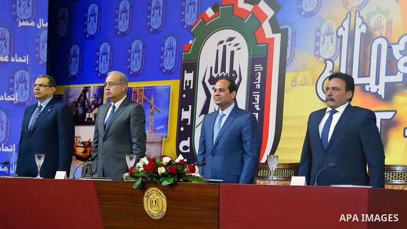 Egyptian President Abdel Fattah al-Sisi attends the ceremony to mark International Workers' Day or "Labour Day" in Cairo, Egypt, on April 28, 2016. Photo by Egyptian President Office