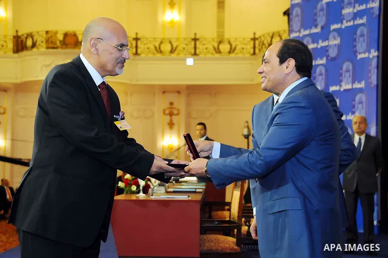 Egyptian President Abdel Fattah al-Sisi attends the ceremony to mark International Workers' Day or "Labour Day" in Cairo, Egypt, on April 28, 2016. Photo by Egyptian President Office