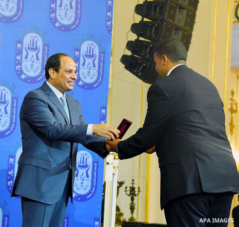 Egyptian President Abdel Fattah al-Sisi attends the ceremony to mark International Workers' Day or "Labour Day" in Cairo, Egypt, on April 28, 2016. Photo by Egyptian President Office