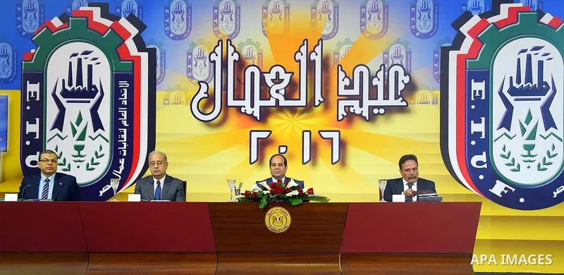 Egyptian President Abdel Fattah al-Sisi attends the ceremony to mark International Workers' Day or "Labour Day" in Cairo, Egypt, on April 28, 2016. Photo by Egyptian President Office