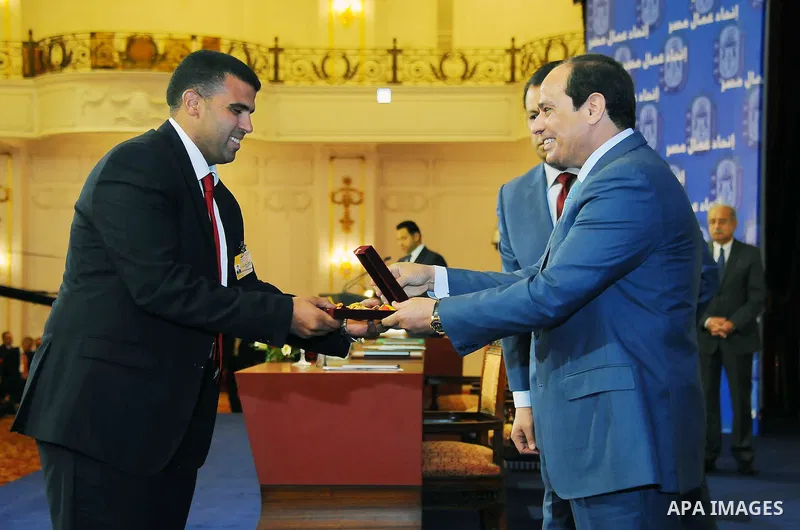 Egyptian President Abdel Fattah al-Sisi attends the ceremony to mark International Workers' Day or "Labour Day" in Cairo, Egypt, on April 28, 2016. Photo by Egyptian President Office