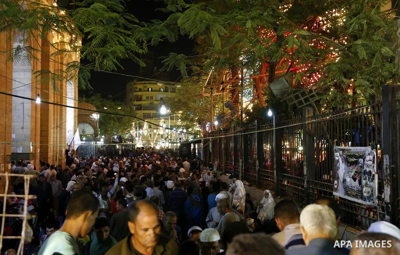 Muslims attend a ritual ceremony to commemorate the birth of Syeda Zainab in Cairo, Egypt, on May 3, 2016. Muslims on Tuesday celebrated the birth of Syeda Zainab who is the granddaughter of Prophet Mohammad, also known...