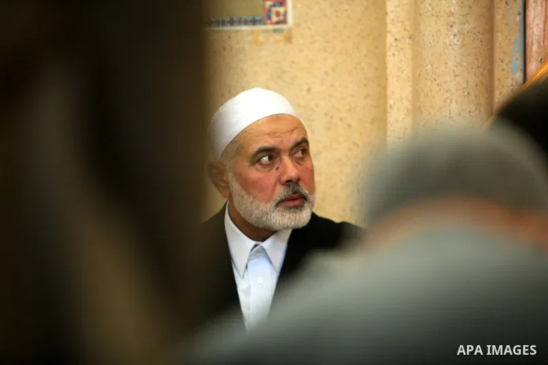 Palestinian Islamist movement Hamas' chief, Ismail Haniya attends the Friday prayer at a mosque on May 6, 2016 in Deir al-Balah, in the center of the Gaza Strip. Photo by Ashraf Amra