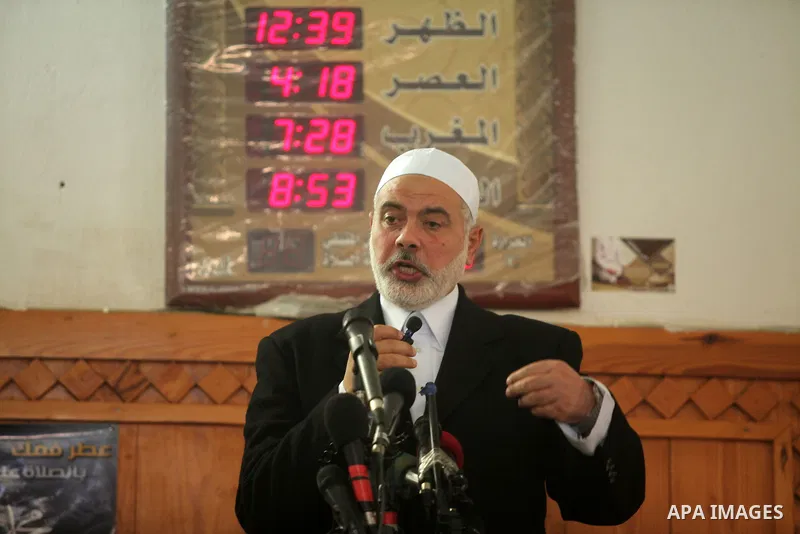Palestinian Islamist movement Hamas' chief, Ismail Haniya gives a speech at a mosque during the Friday prayer on May 6, 2016 in Deir al-Balah, in the center of the Gaza Strip. Photo by Ashraf Amra