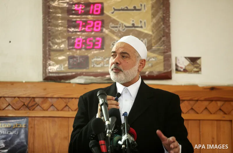 Palestinian Islamist movement Hamas' chief, Ismail Haniya gives a speech at a mosque during the Friday prayer on May 6, 2016 in Deir al-Balah, in the center of the Gaza Strip. Photo by Ashraf Amra