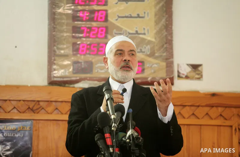 Palestinian Islamist movement Hamas' chief, Ismail Haniya gives a speech at a mosque during the Friday prayer on May 6, 2016 in Deir al-Balah, in the center of the Gaza Strip. Photo by Ashraf Amra