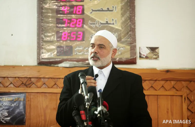 Palestinian Islamist movement Hamas' chief, Ismail Haniya gives a speech at a mosque during the Friday prayer on May 6, 2016 in Deir al-Balah, in the center of the Gaza Strip. Photo by Ashraf Amra
