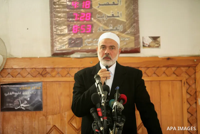 Palestinian Islamist movement Hamas' chief, Ismail Haniya gives a speech at a mosque during the Friday prayer on May 6, 2016 in Deir al-Balah, in the center of the Gaza Strip. Photo by Ashraf Amra