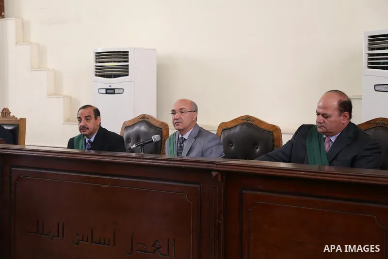 Egypt's Salafi leader and former presidential candidate Hazem Salah Abu Ismail attends his trial and 17 other defendants over charges of imposing Blockade on Nasr City Court in Cairo on May 12, 2016. Photo by Amr Sayed