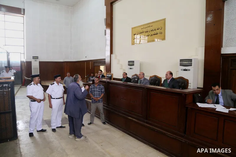 Egypt's Salafi leader and former presidential candidate Hazem Salah Abu Ismail attends his trial and 17 other defendants over charges of imposing Blockade on Nasr City Court in Cairo on May 12, 2016. Photo by Amr Sayed
