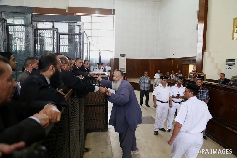 Egypt's Salafi leader and former presidential candidate Hazem Salah Abu Ismail attends his trial and 17 other defendants over charges of imposing Blockade on Nasr City Court in Cairo on May 12, 2016. Photo by Amr Sayed