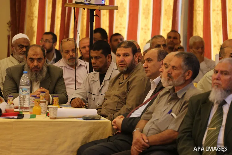 Palestinian Leaders take part in a press conference, in Gaza city, on may 14, 2016. Photo by Mohammed Asad