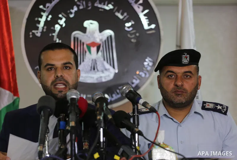 Eyad al-Bozm, the spokesman of the Palestinian Ministry of the Interior, speak during a press conference, in Gaza city, on may 14, 2016. Photo by Mohammed Asad
